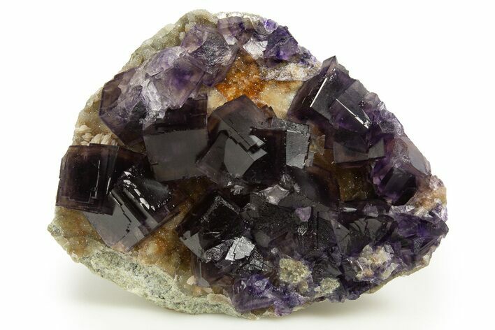 Purple Cubic Fluorite Crystals on Druzy Quartz - China #322816